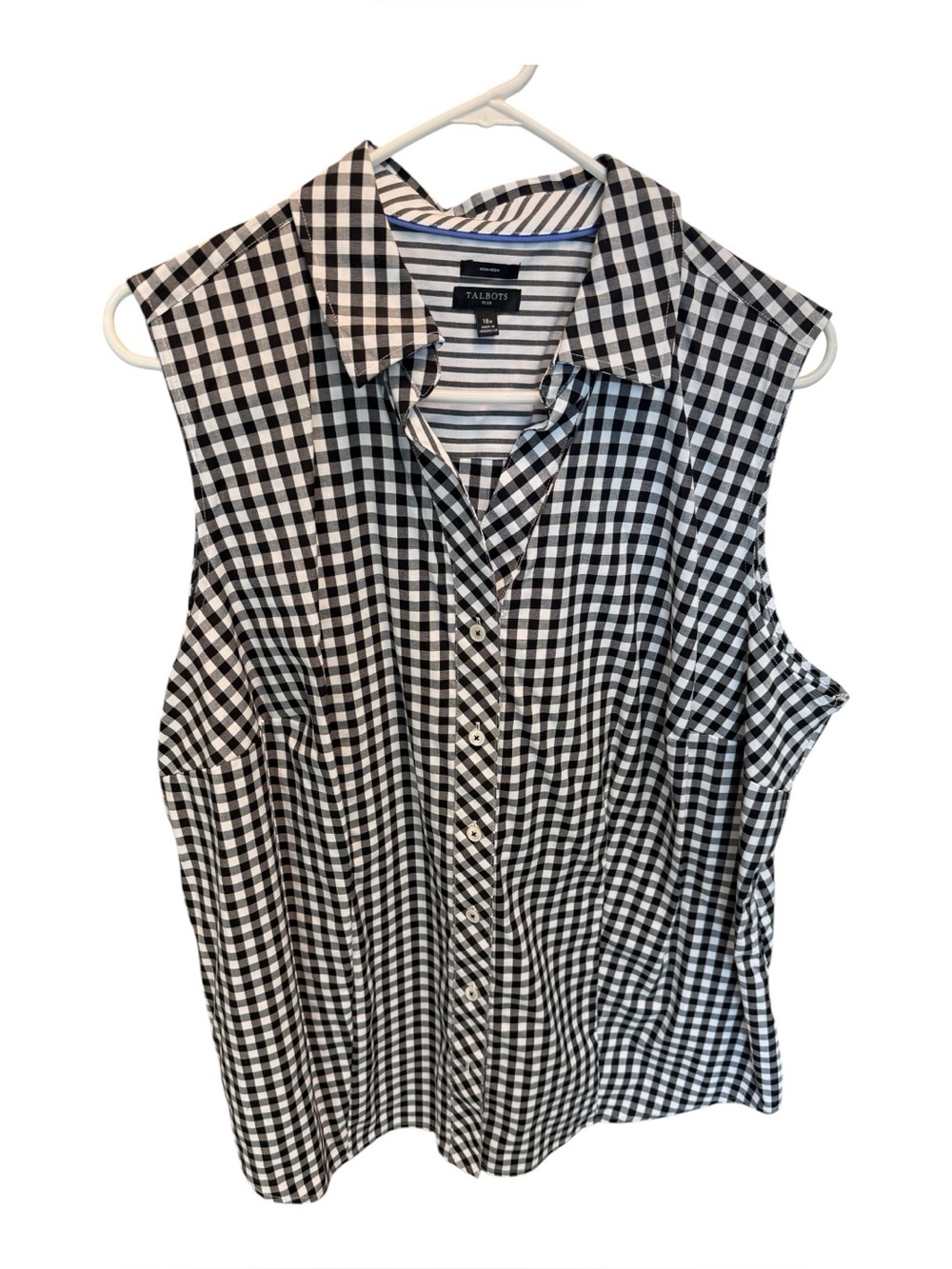 Talbots black and white checked sleeveless blouse 18w
